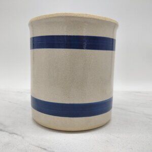 VTG Crock RRP Co Blue Stripe Band Roseville Ohio Pottery USA 303-E Stoneware 1Qt